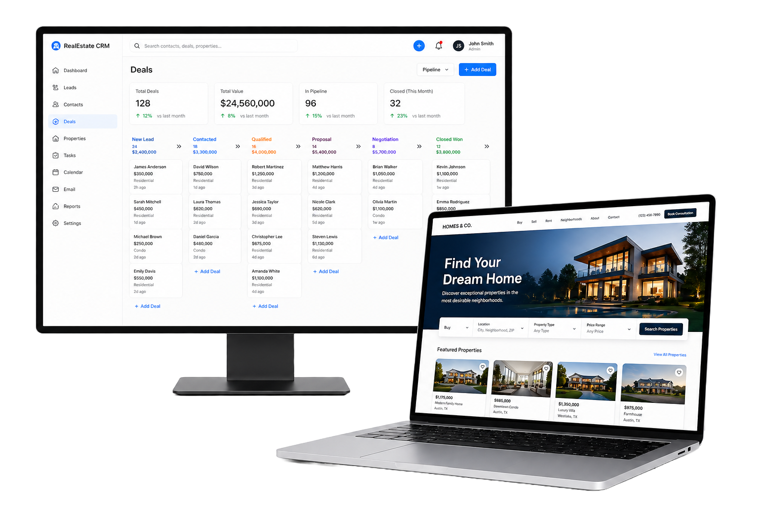 REOptify platform on desktop and laptop